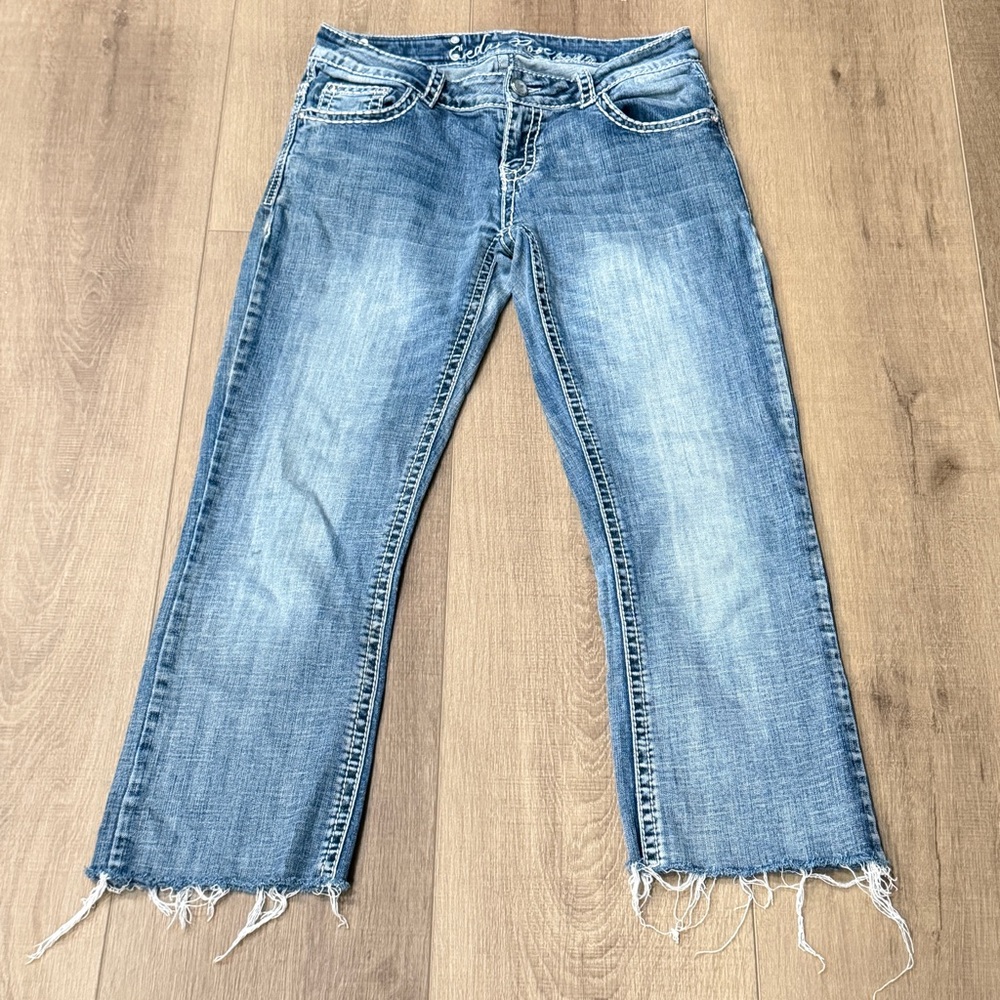 Cedar Rose Cow Girl Jeans HZ5126 Women 29x24 Blue Bling Distressed Cut Offs